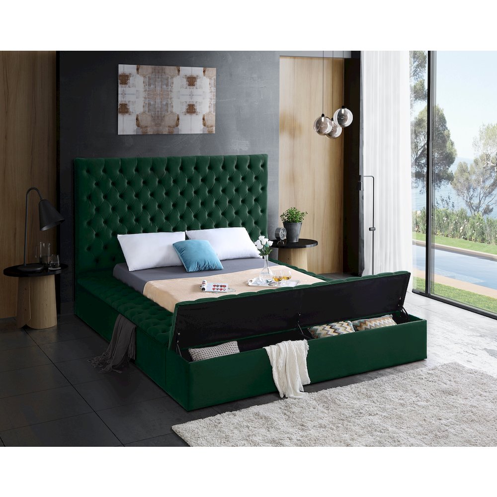 Bliss Green Velvet Full Bed