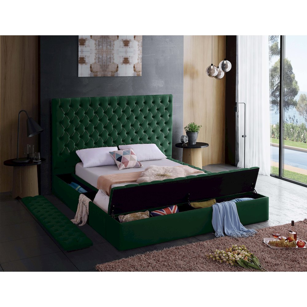 Bliss Green Velvet Full Bed