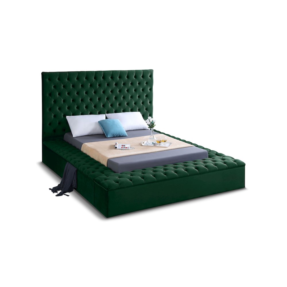 Bliss Green Velvet King Bed