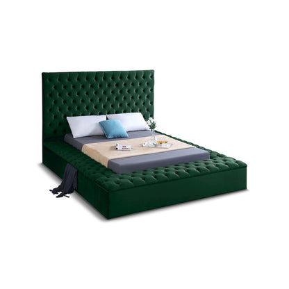 Bliss Green Velvet Queen Bed