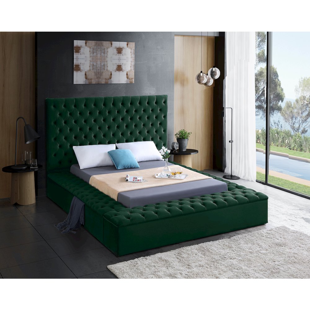 Bliss Green Velvet Queen Bed