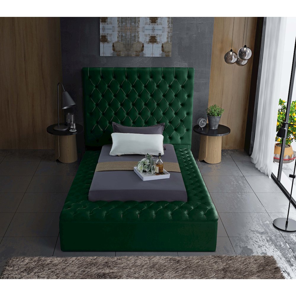 Bliss Green Velvet Twin Bed