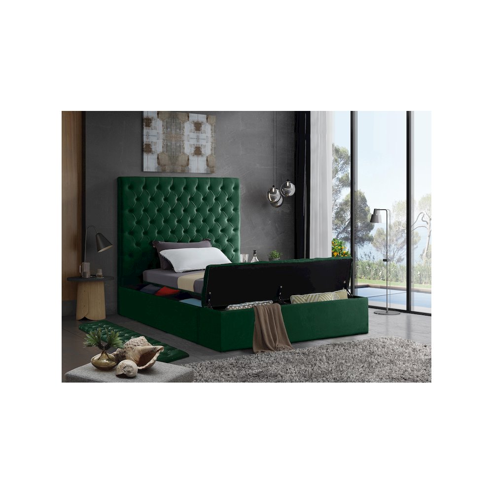 Bliss Green Velvet Twin Bed