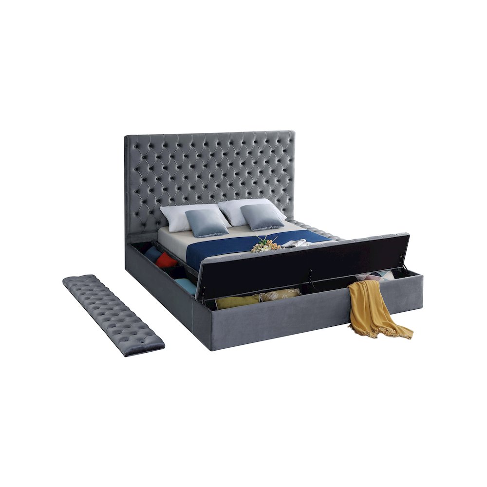 Bliss Grey Velvet Full Bed