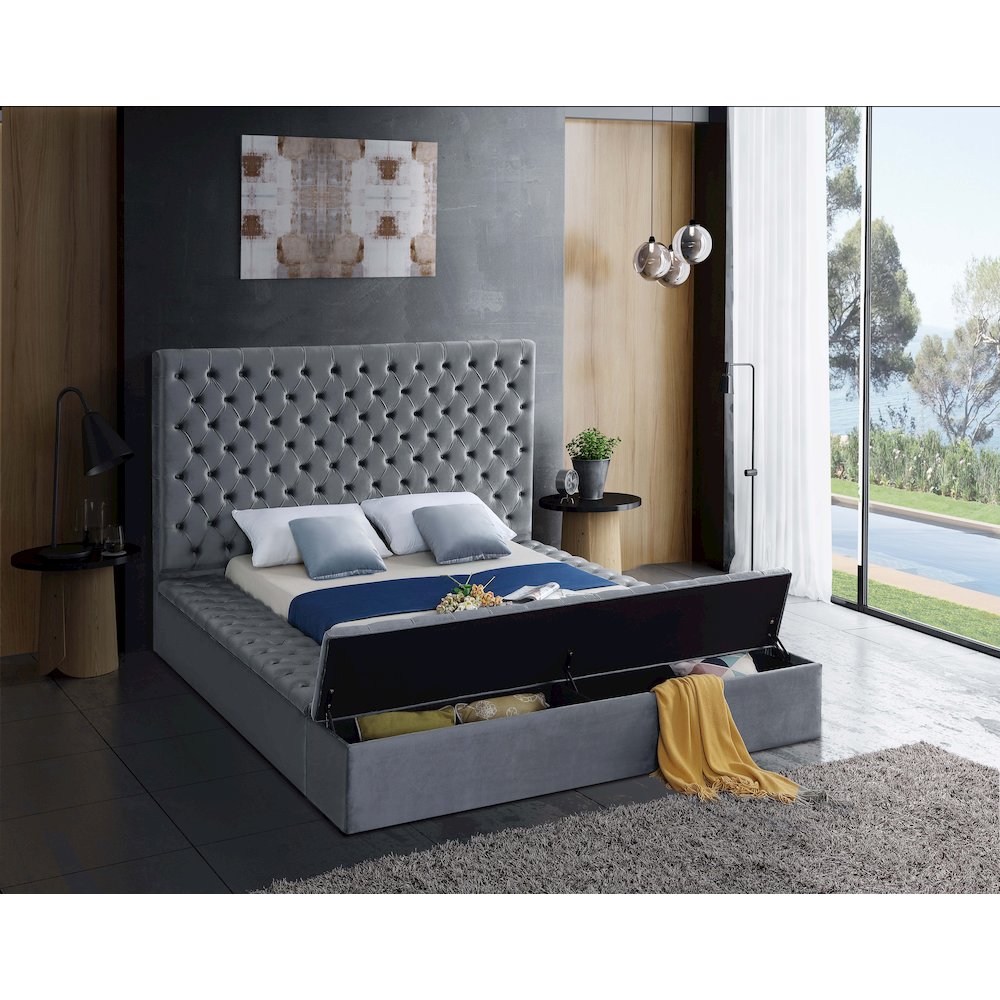 Bliss Grey Velvet King Bed