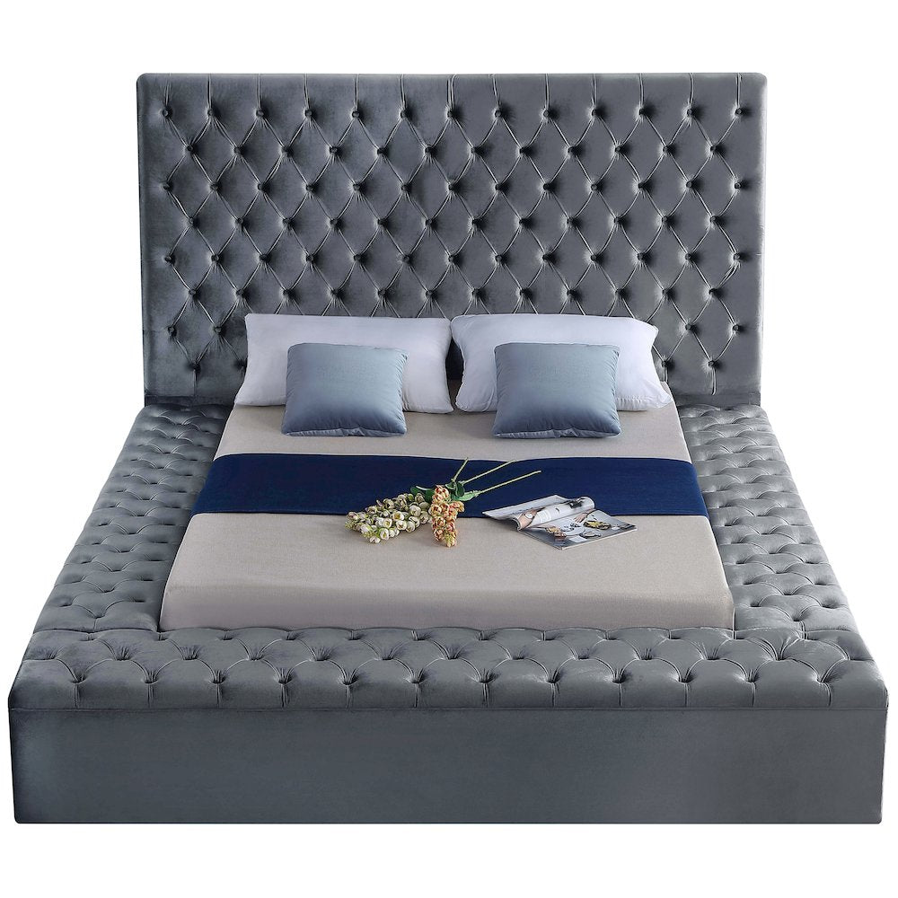 Bliss Grey Velvet King Bed