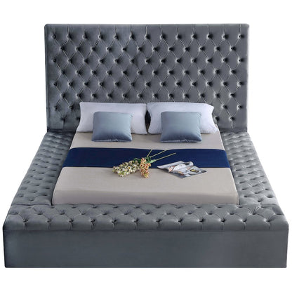 Bliss Grey Velvet King Bed