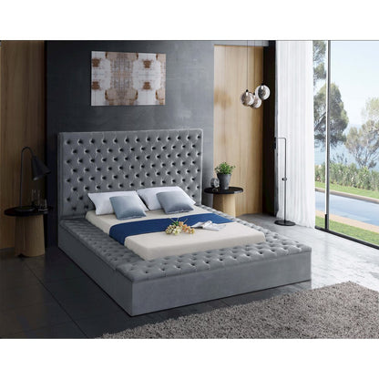 Bliss Grey Velvet Queen Bed