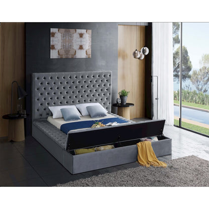 Bliss Grey Velvet Queen Bed