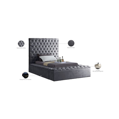 Bliss Grey Velvet Twin Bed