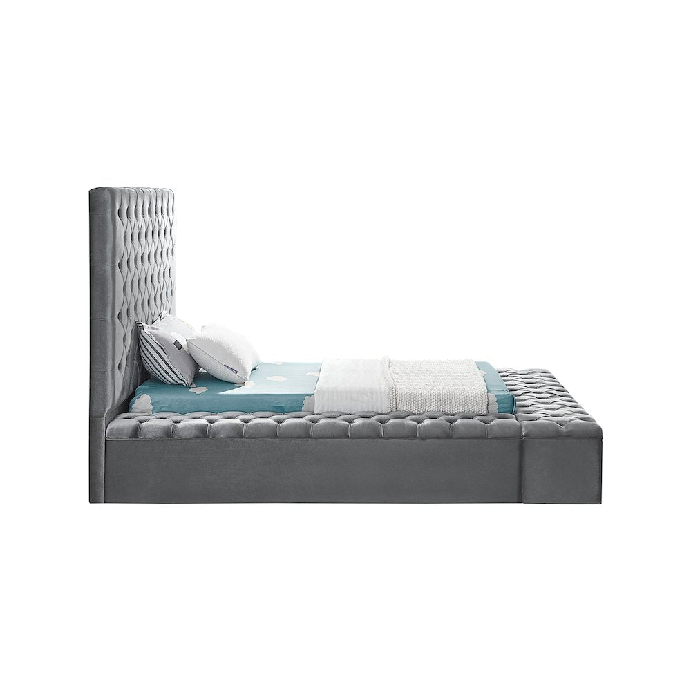 Bliss Grey Velvet Twin Bed