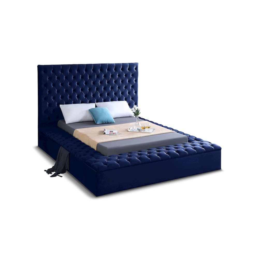 Bliss Navy Velvet Full Bed
