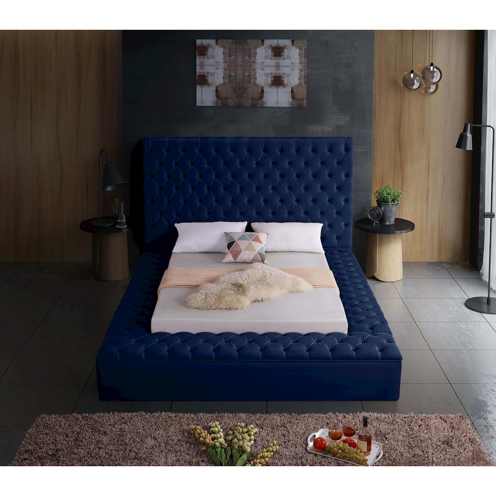 Bliss Navy Velvet Full Bed