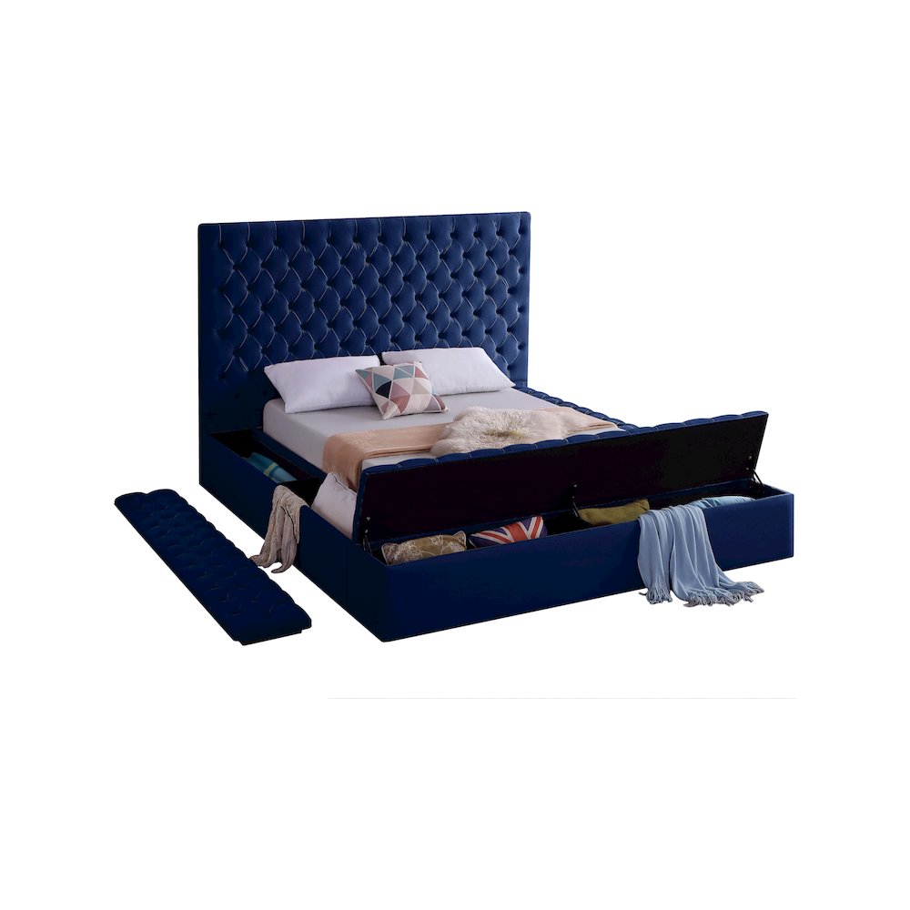 Bliss Navy Velvet Full Bed