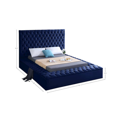 Bliss Navy Velvet King Bed