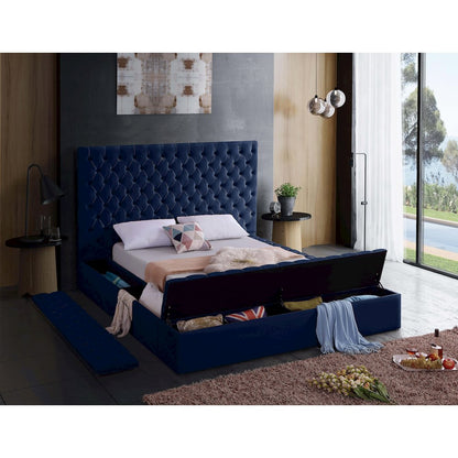 Bliss Navy Velvet King Bed