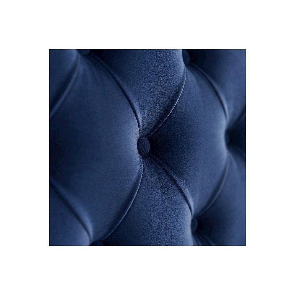 Fully Upholstered Velvet Platform Bed with Tufted Headboard, Navy Velvet, King