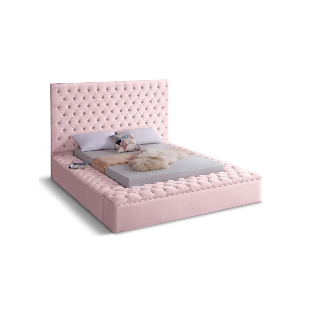 Bliss Pink Velvet Full Bed