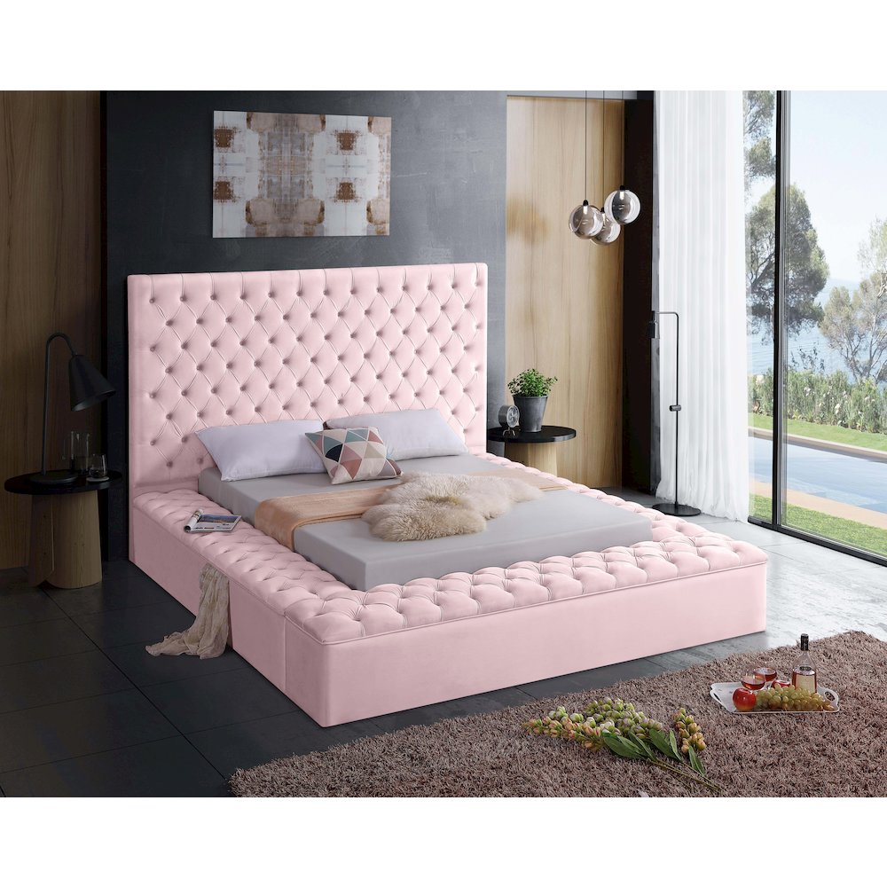 Bliss Pink Velvet Full Bed