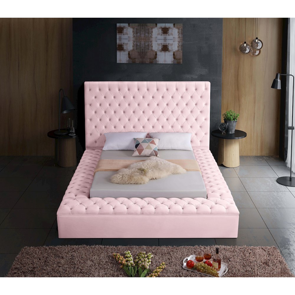 Bliss Pink Velvet Full Bed