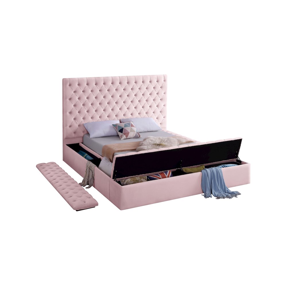 Bliss Pink Velvet Full Bed