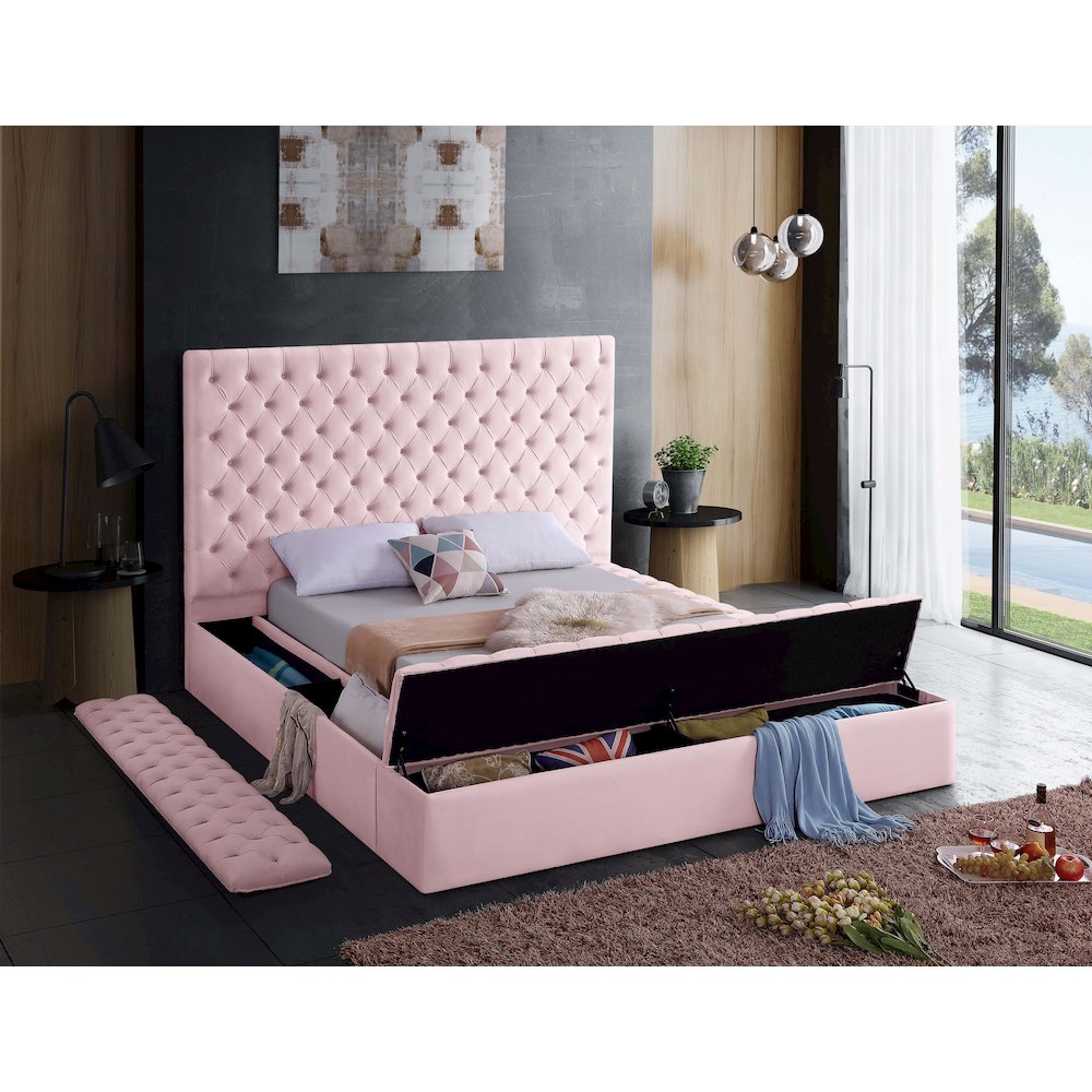 Bliss Pink Velvet Full Bed
