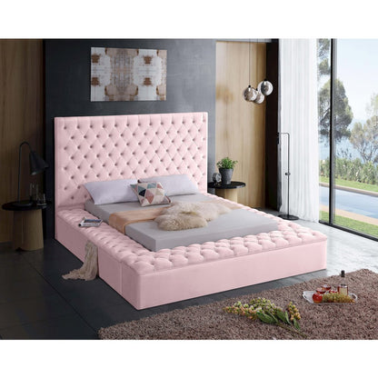 Bliss Pink Velvet King Bed
