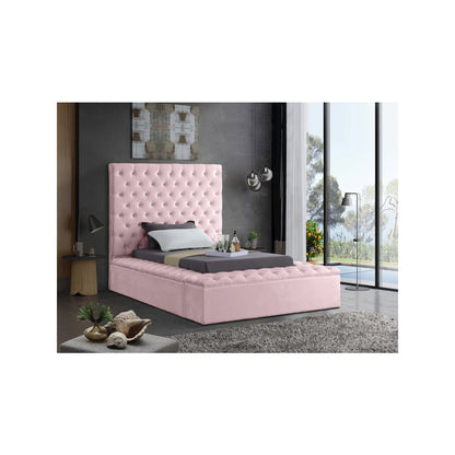 Bliss Pink Velvet Twin Bed