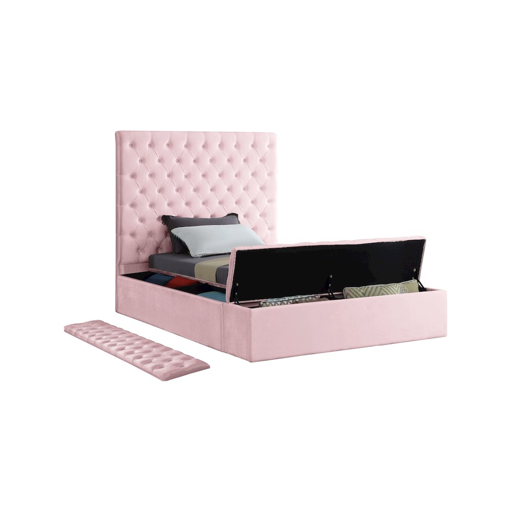Bliss Pink Velvet Twin Bed