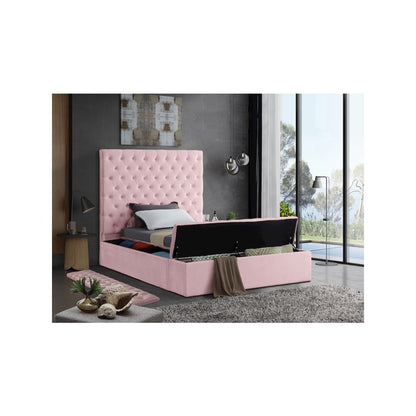 Bliss Pink Velvet Twin Bed