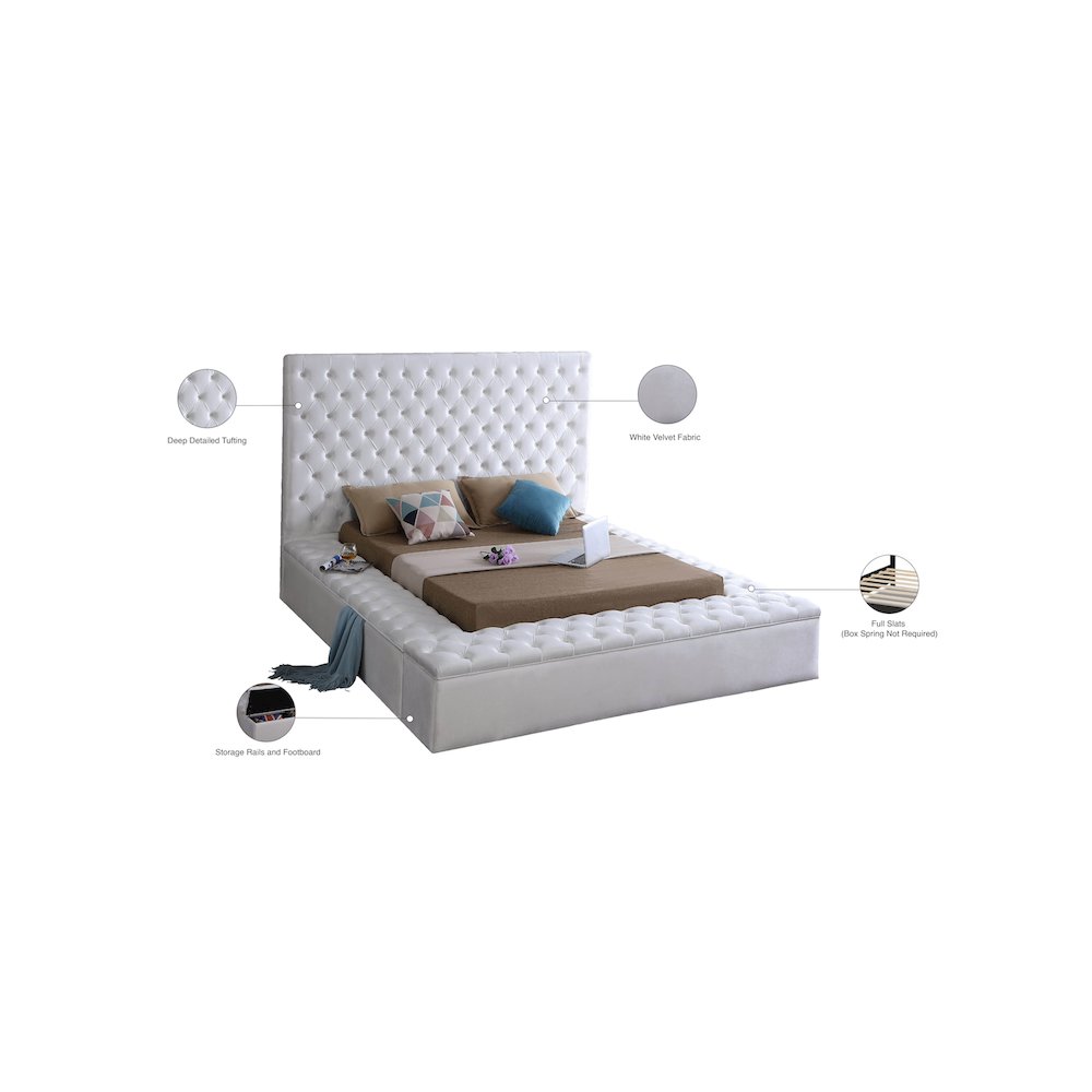 Bliss White Velvet Full Bed