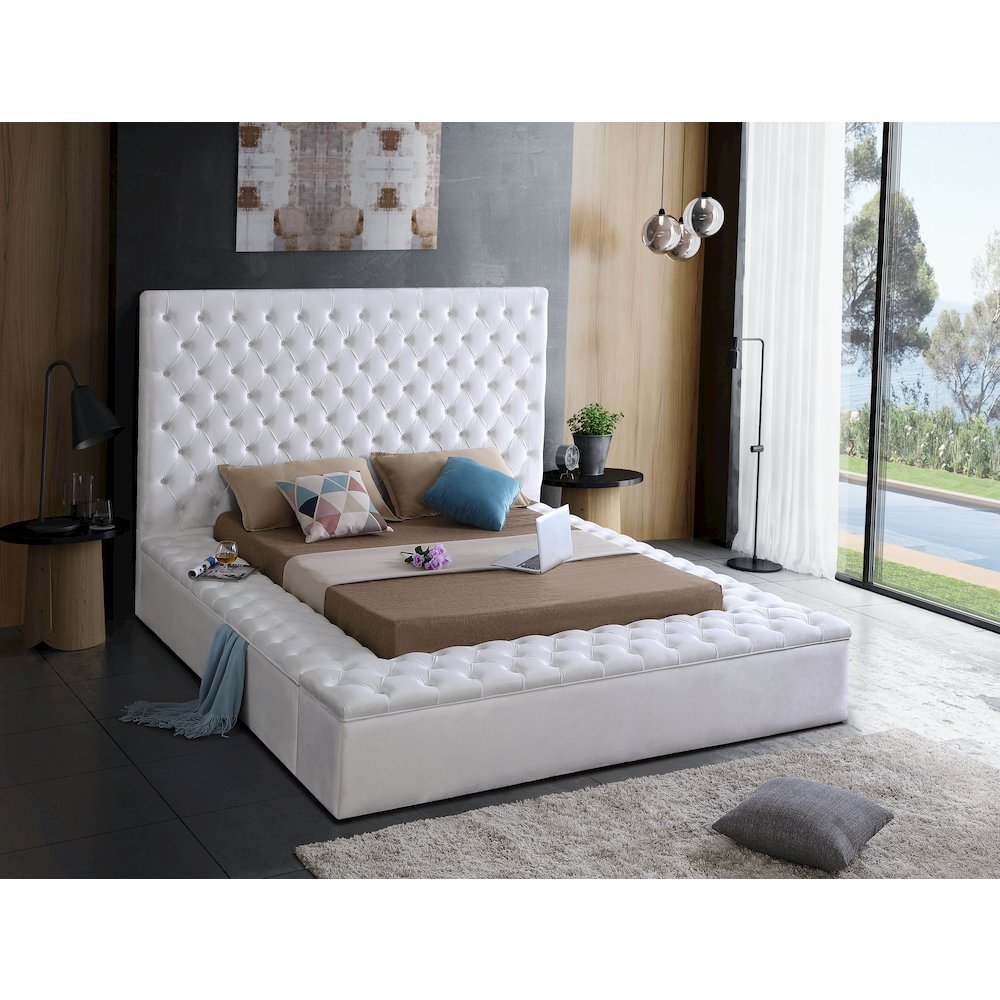 Bliss White Velvet Full Bed