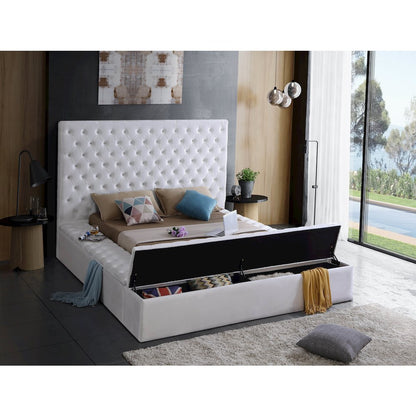Bliss White Velvet Full Bed