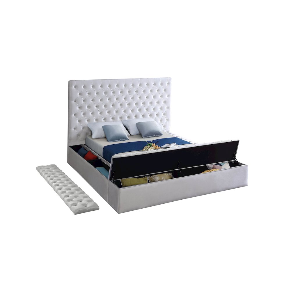 Bliss White Velvet Full Bed