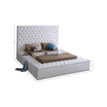 Bliss White Velvet King Bed