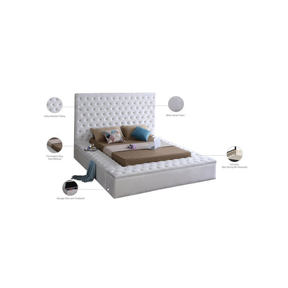 Bliss White Velvet King Bed