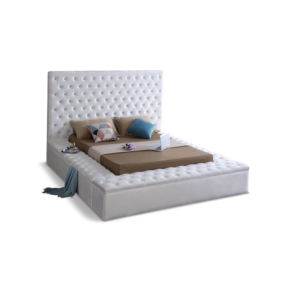 Bliss White Velvet King Bed