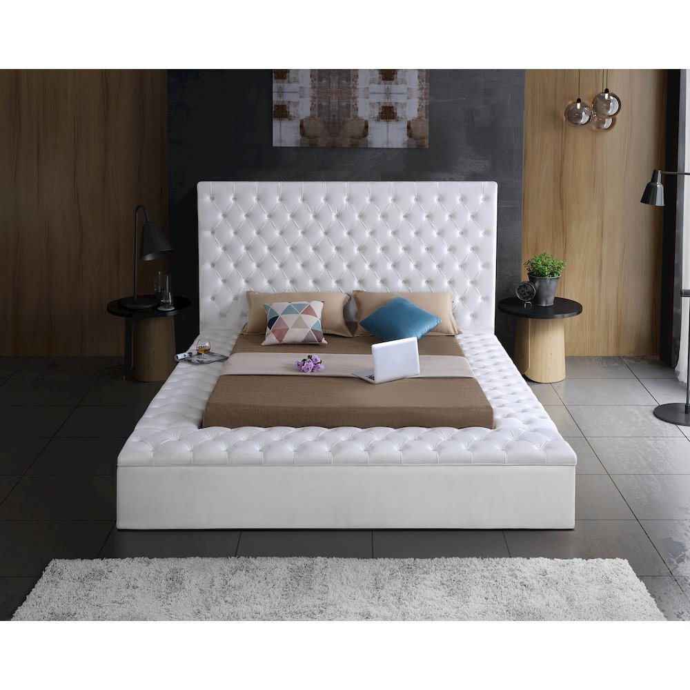 Bliss White Velvet King Bed