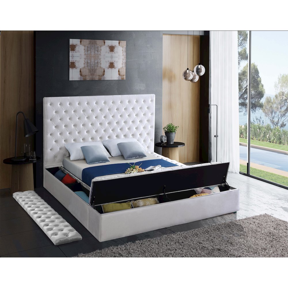 Bliss White Velvet King Bed