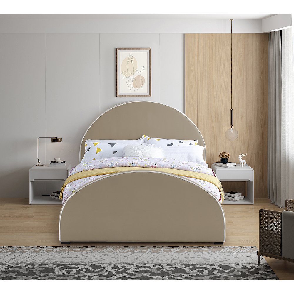 Brody Beige Velvet Full Bed
