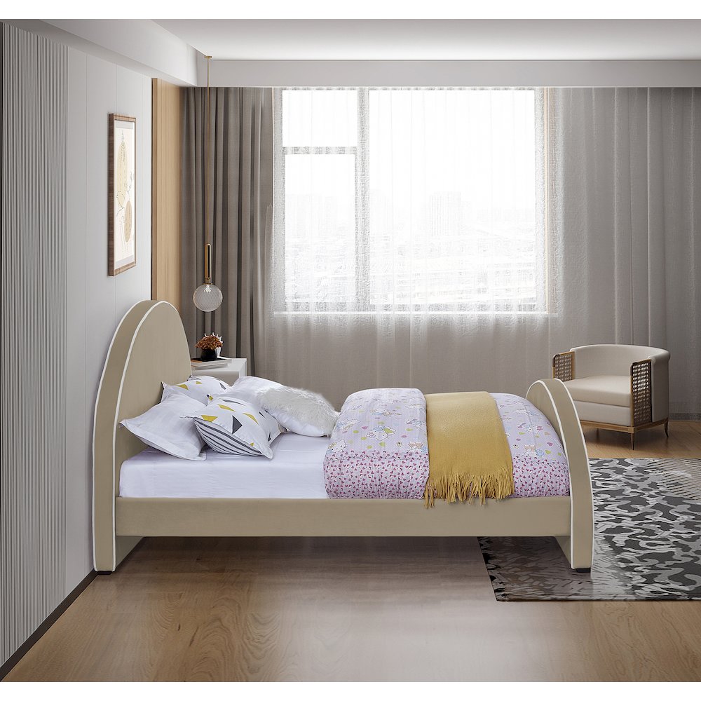 Brody Beige Velvet Full Bed