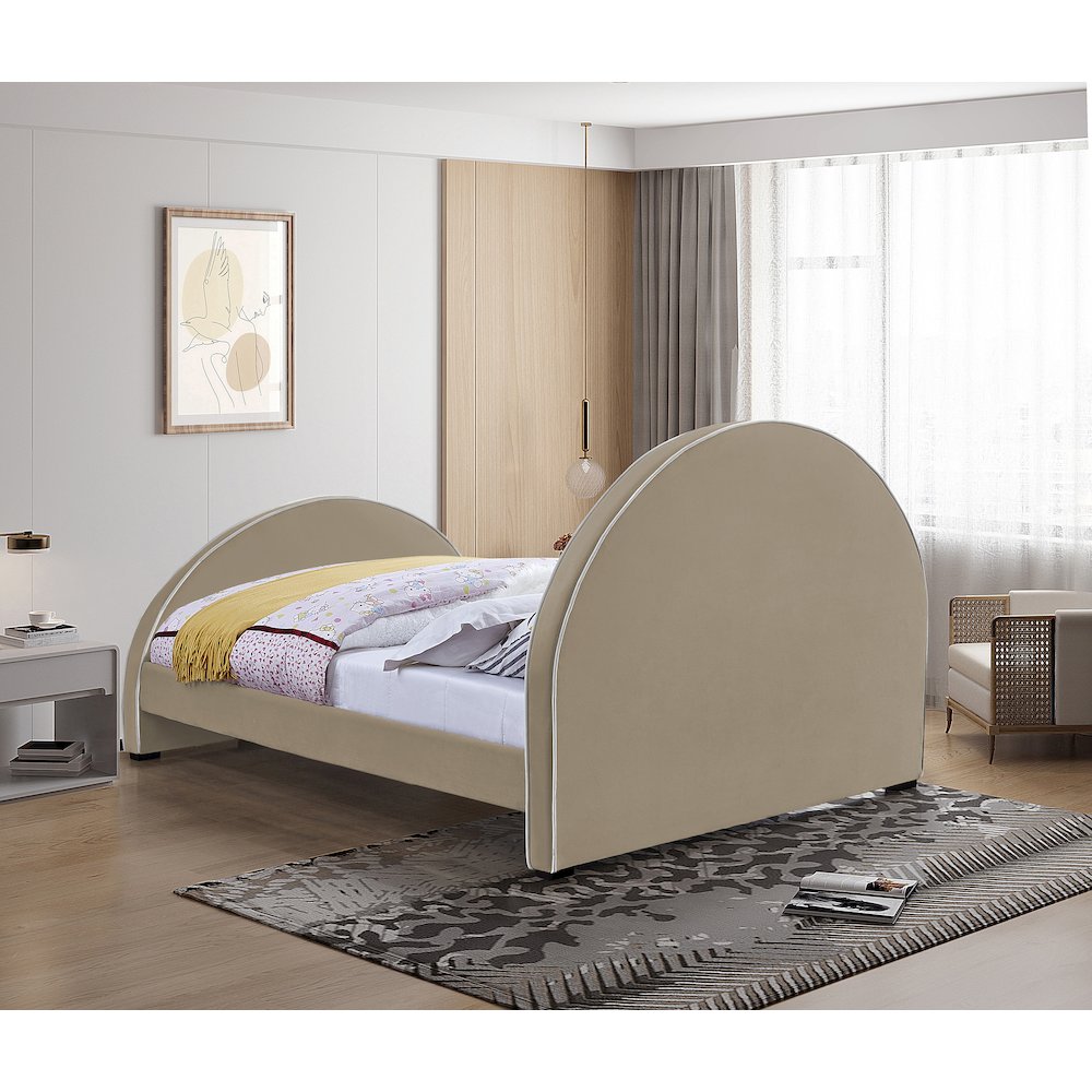 Brody Beige Velvet Full Bed