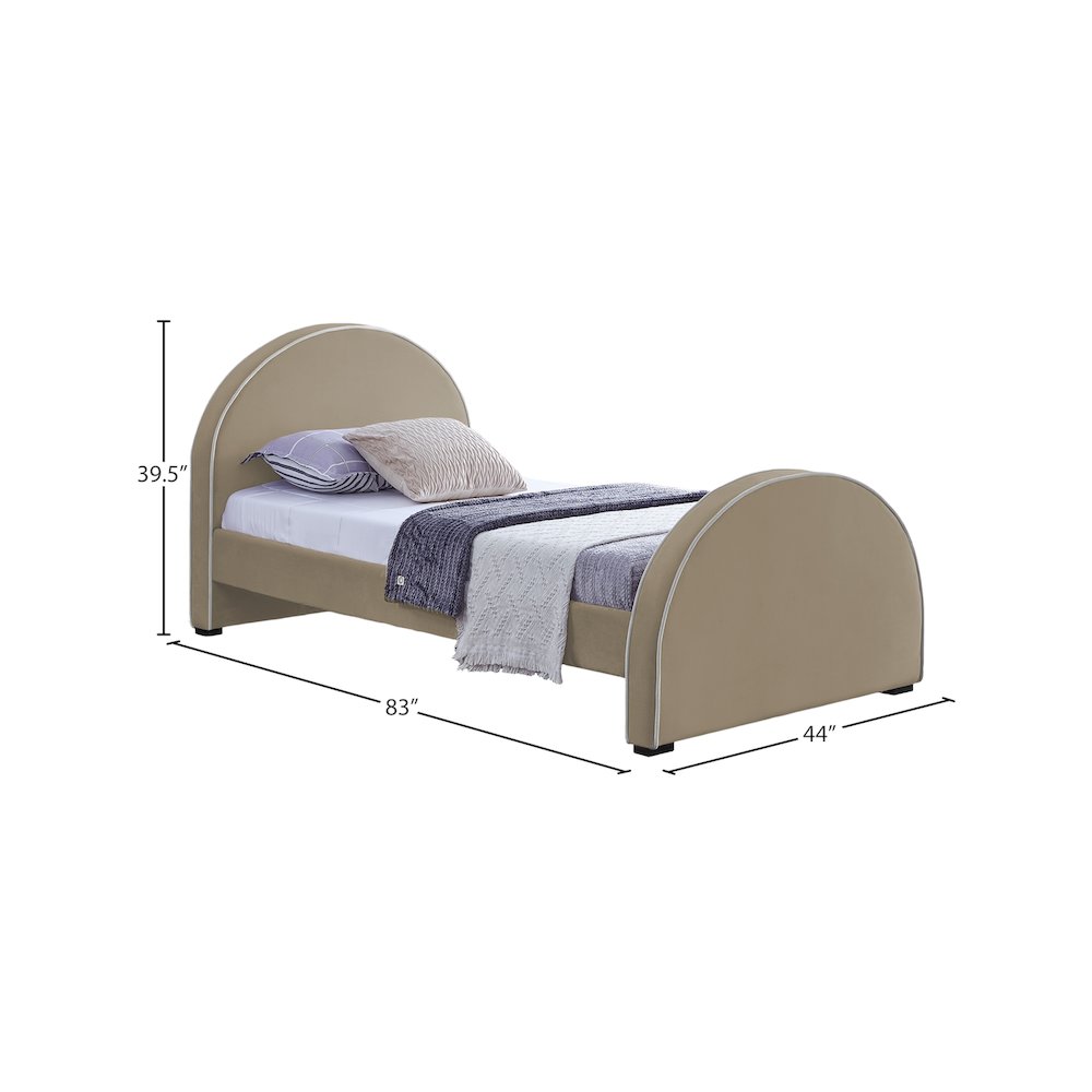 Brody Beige Velvet Twin Bed
