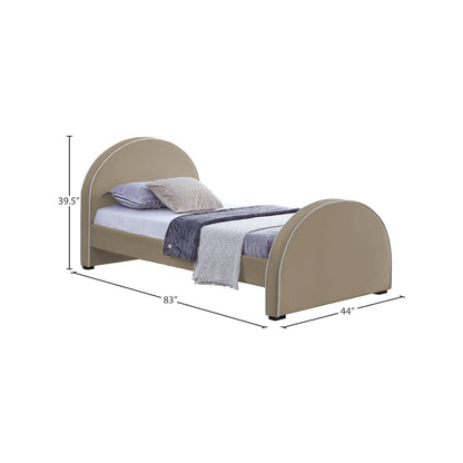 Brody Beige Velvet Twin Bed