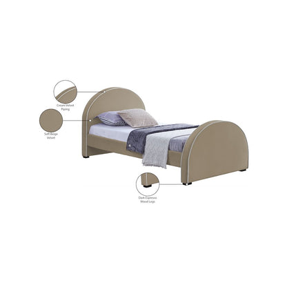 Brody Beige Velvet Twin Bed