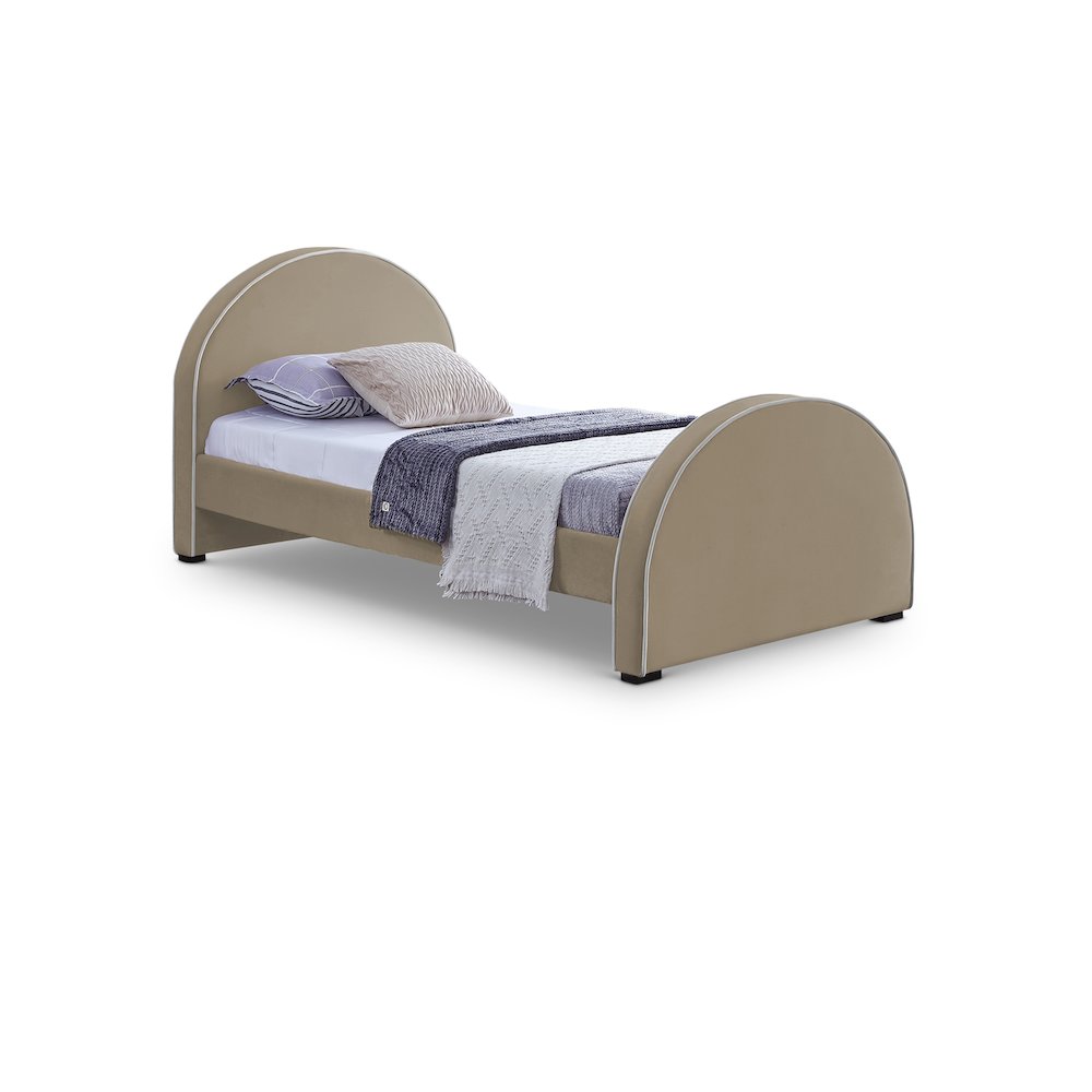 Brody Beige Velvet Twin Bed