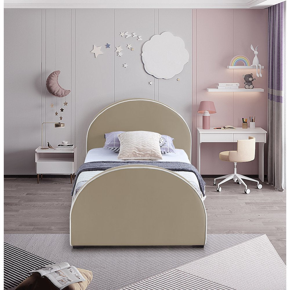 Brody Beige Velvet Twin Bed