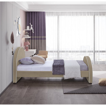 Brody Beige Velvet Twin Bed