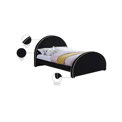 Brody Black Velvet Full Bed