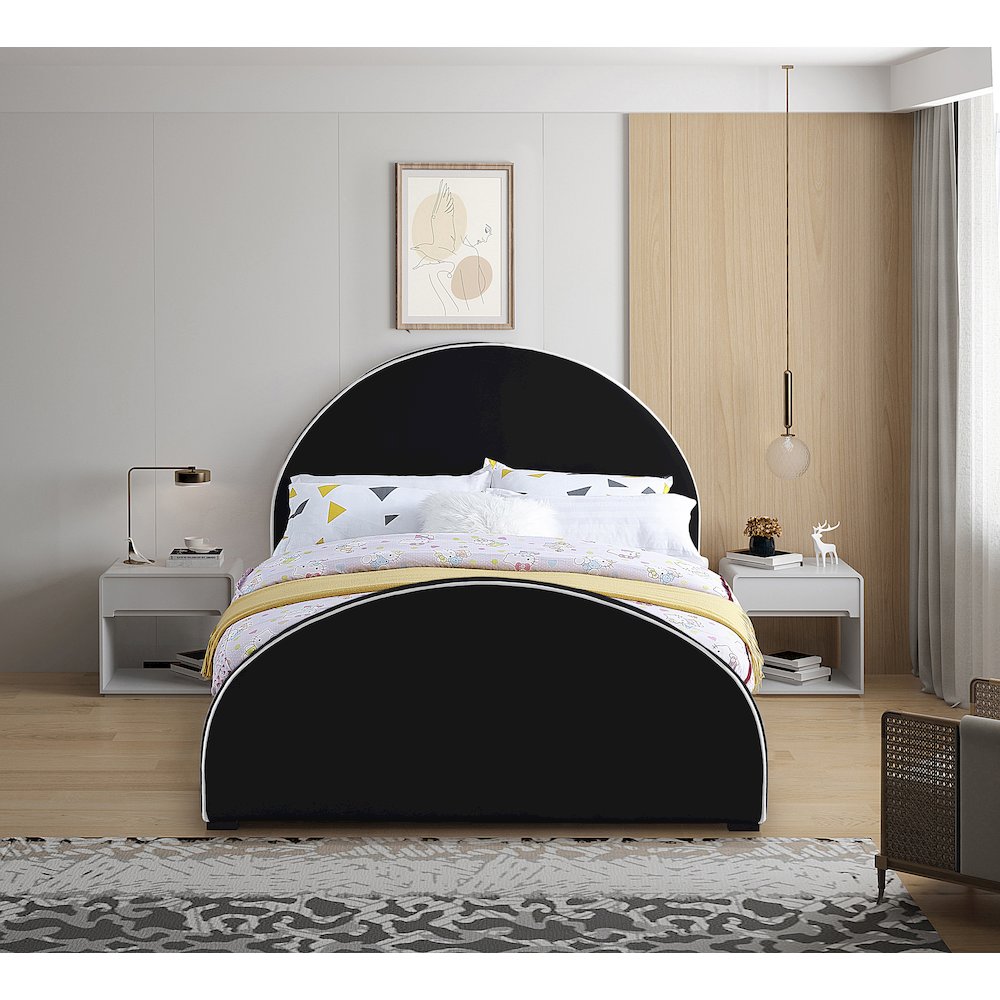 Brody Black Velvet Queen Bed